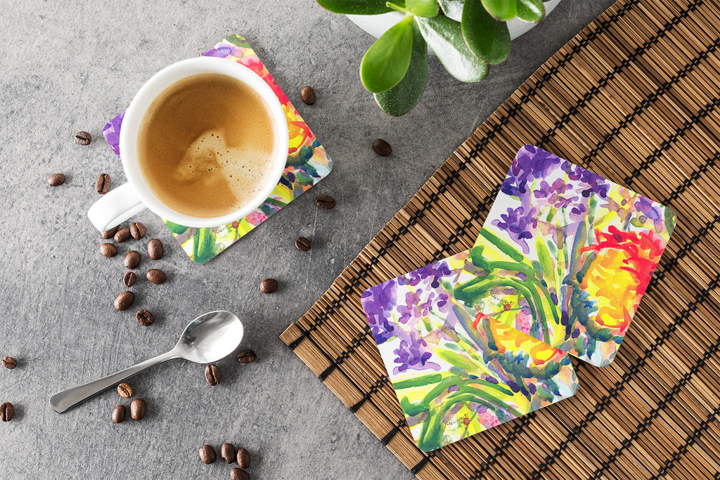 Flower Foam Coasters Set of 4 Cup Coasters for Indoor Outdoor, Tabletop Protection, Anti Slip, Mouse pad Material