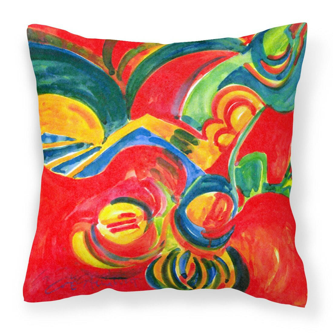 Christmas Holly Berries Abstract Decorative Throw Pillow 14x14 Indoor Outdoor Accent Cushion, Fabric Cover with Insert for Sofa, Bed, Porch & Living Room