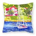 Sailboat on the lake Decorative Throw Pillow 14x14 Indoor Outdoor Accent Cushion, Fabric Cover with Insert for Sofa, Bed, Porch & Living Room