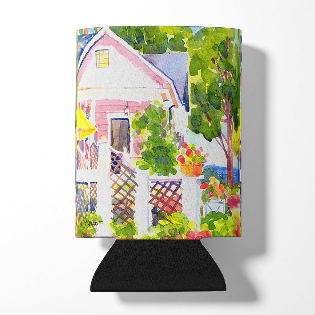 White Cottage at the beach Can or Bottle Hugger Cooler Sleeve for Standard 12 oz Cans, Insulated Foam Beer & Soda Can Hugger Reusable