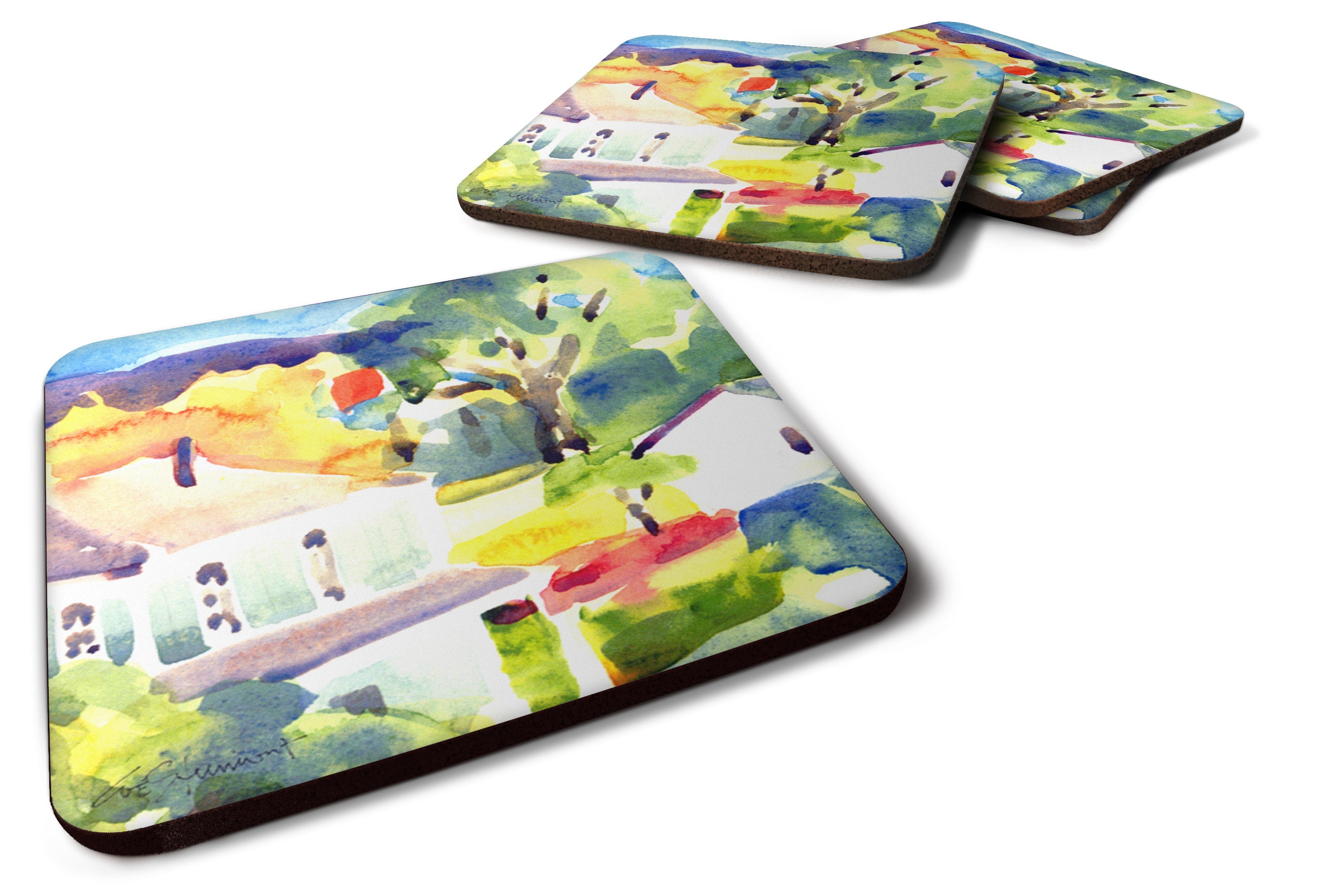 Houses Foam Coasters Set of 4 Cup Coasters for Indoor Outdoor, Tabletop Protection, Anti Slip, Mouse pad Material