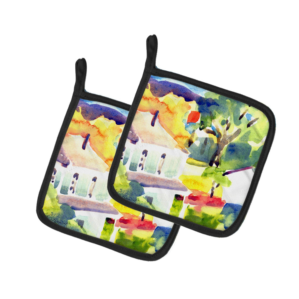 Houses Pot Holder Set of 2 Heat Resistant Quilted Hot Pads 7.5 x 7.5 Inch, Insulated Kitchen Trivets for Cooking & Baking