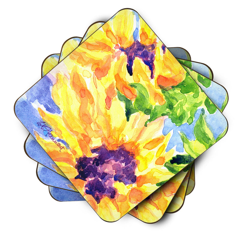 Flower - Sunflower Foam Coasters Set of 4 Cup Coasters for Indoor Outdoor, Tabletop Protection, Anti Slip, Mouse pad Material