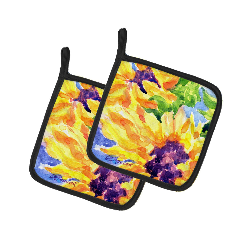 Flower - Sunflower Pot Holder Set of 2 Heat Resistant Quilted Hot Pads 7.5 x 7.5 Inch, Insulated Kitchen Trivets for Cooking & Baking