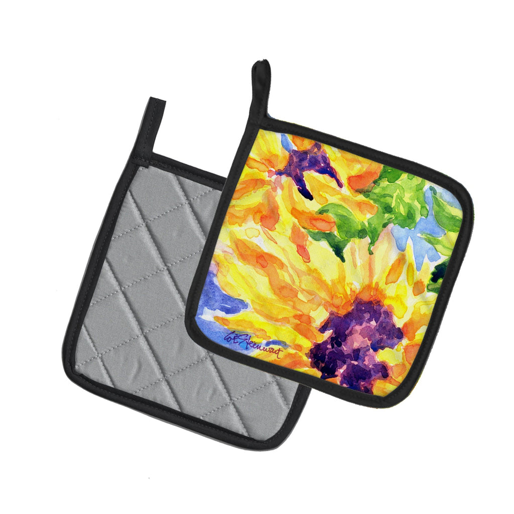 Flower - Sunflower Pot Holder Set of 2 Heat Resistant Quilted Hot Pads 7.5 x 7.5 Inch, Insulated Kitchen Trivets for Cooking & Baking