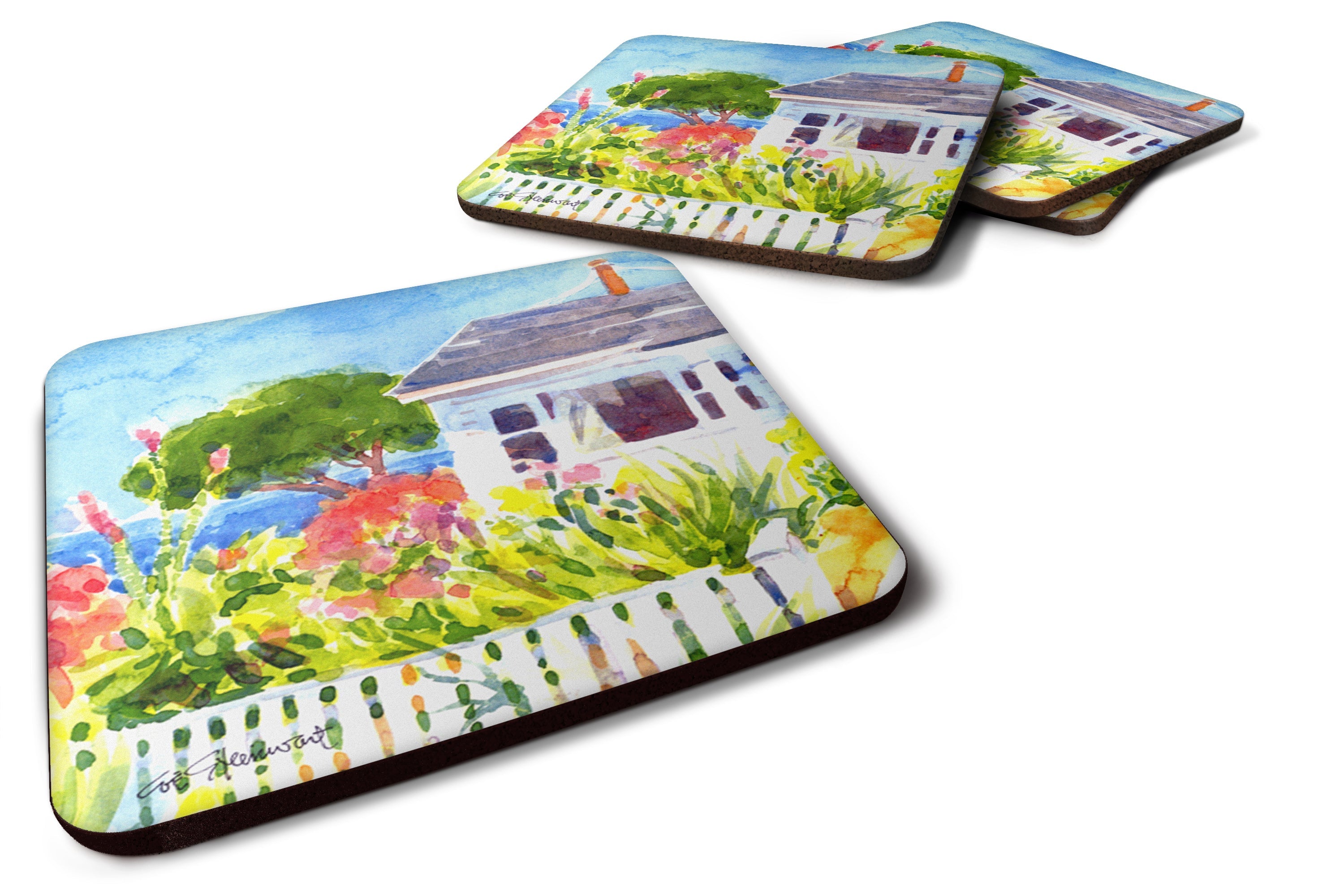 Houses Foam Coasters Set of 4 Cup Coasters for Indoor Outdoor, Tabletop Protection, Anti Slip, Mouse pad Material