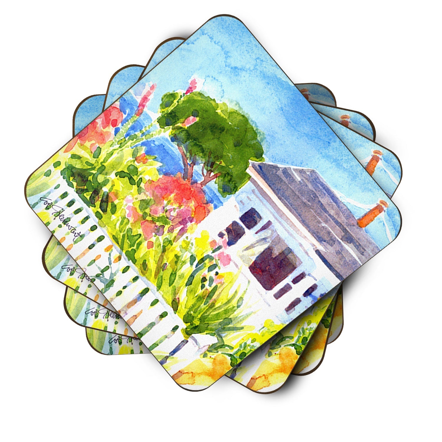 Houses Foam Coasters Set of 4 Cup Coasters for Indoor Outdoor, Tabletop Protection, Anti Slip, Mouse pad Material