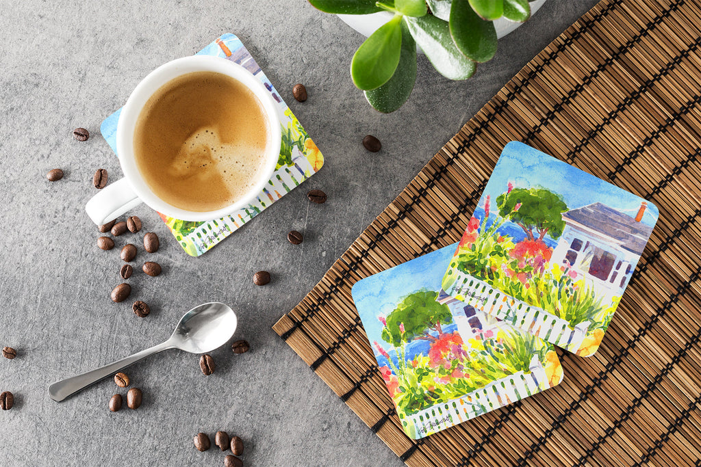 Houses Foam Coasters Set of 4 Cup Coasters for Indoor Outdoor, Tabletop Protection, Anti Slip, Mouse pad Material