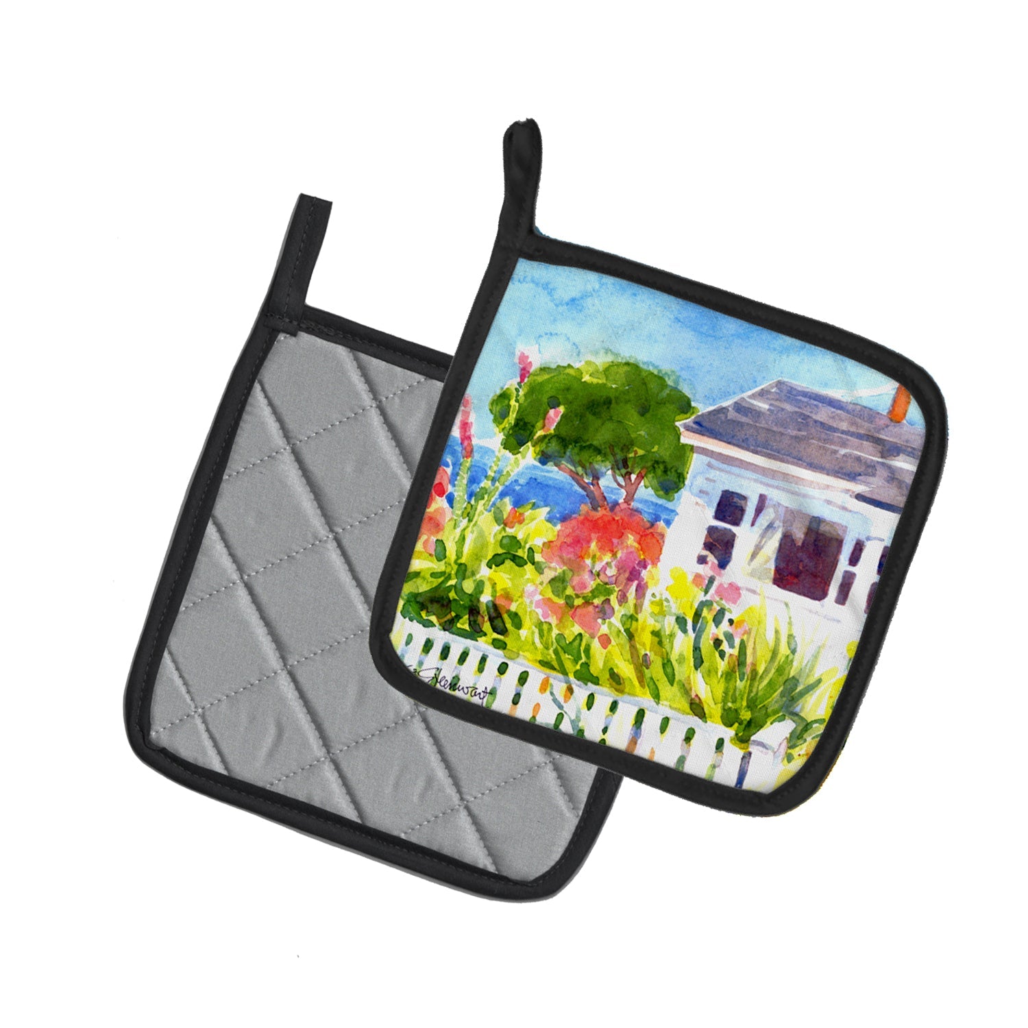 Houses Pot Holder Set of 2 Heat Resistant Quilted Hot Pads 7.5 x 7.5 Inch, Insulated Kitchen Trivets for Cooking & Baking
