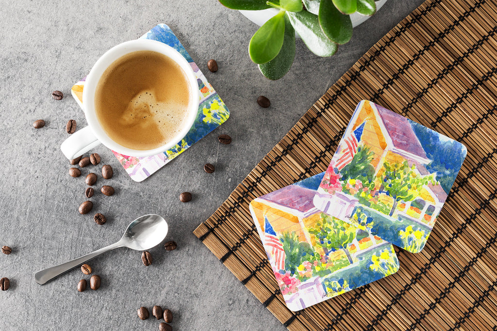 Houses Foam Coasters Set of 4 Cup Coasters for Indoor Outdoor, Tabletop Protection, Anti Slip, Mouse pad Material