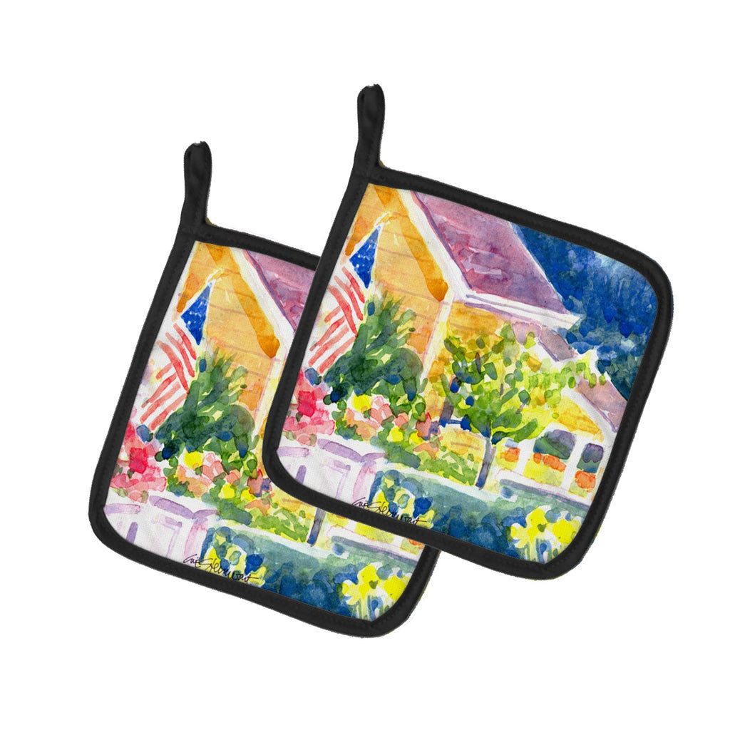 Houses Pot Holder Set of 2 Heat Resistant Quilted Hot Pads 7.5 x 7.5 Inch, Insulated Kitchen Trivets for Cooking & Baking