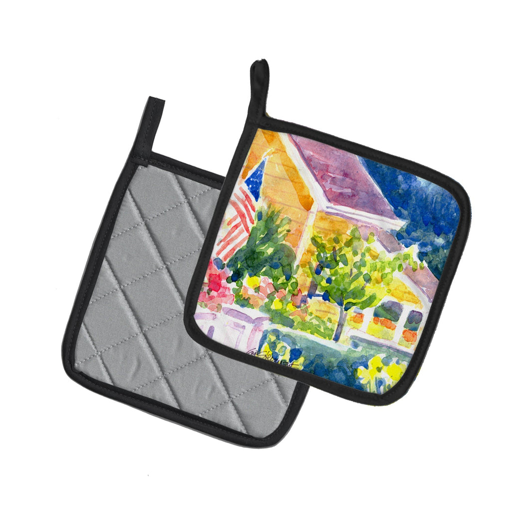 Houses Pot Holder Set of 2 Heat Resistant Quilted Hot Pads 7.5 x 7.5 Inch, Insulated Kitchen Trivets for Cooking & Baking