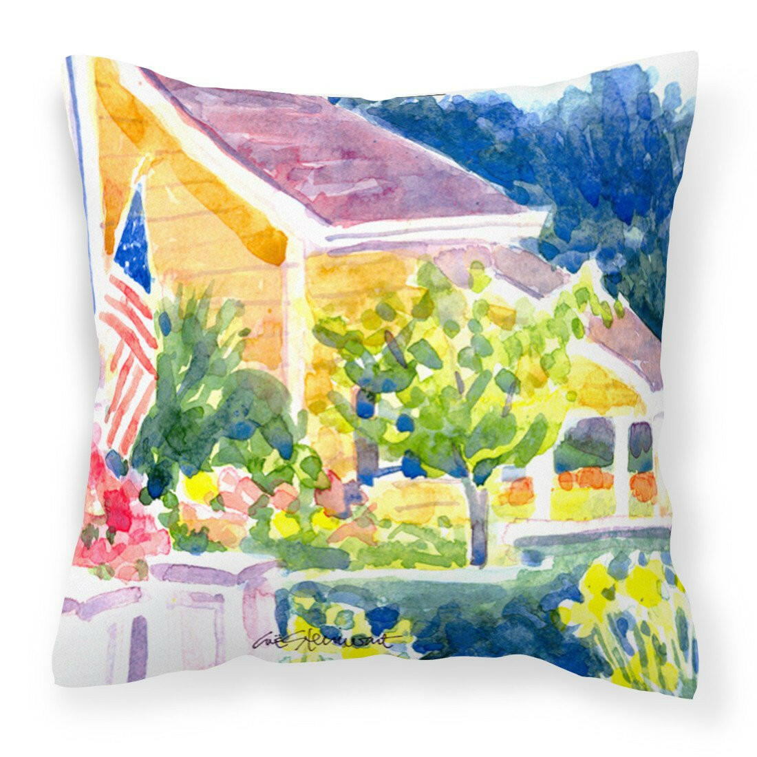 Houses Decorative Throw Pillow 14x14 Indoor Outdoor Accent Cushion, Fabric Cover with Insert for Sofa, Bed, Porch & Living Room