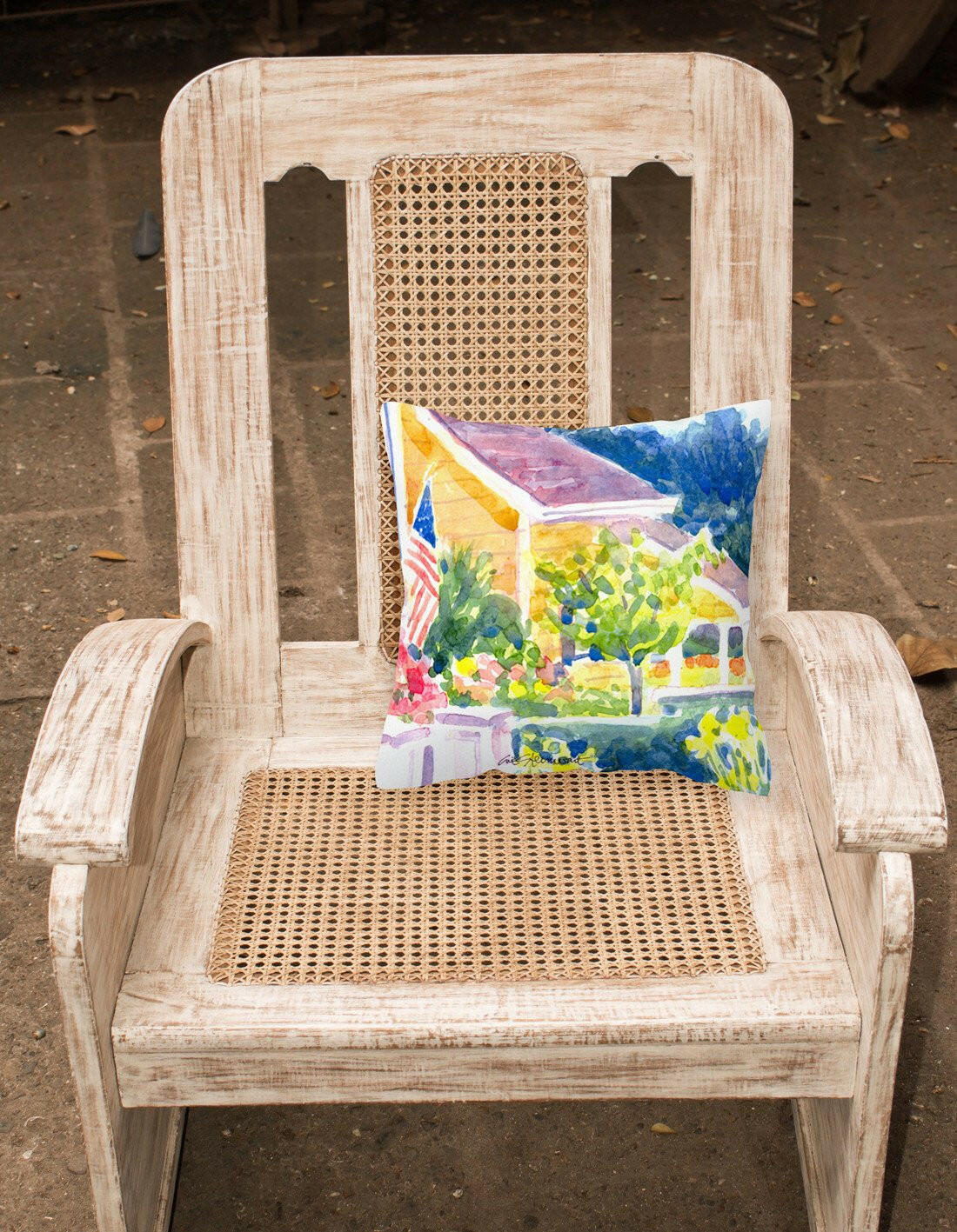 Houses Decorative Throw Pillow 14x14 Indoor Outdoor Accent Cushion, Fabric Cover with Insert for Sofa, Bed, Porch & Living Room