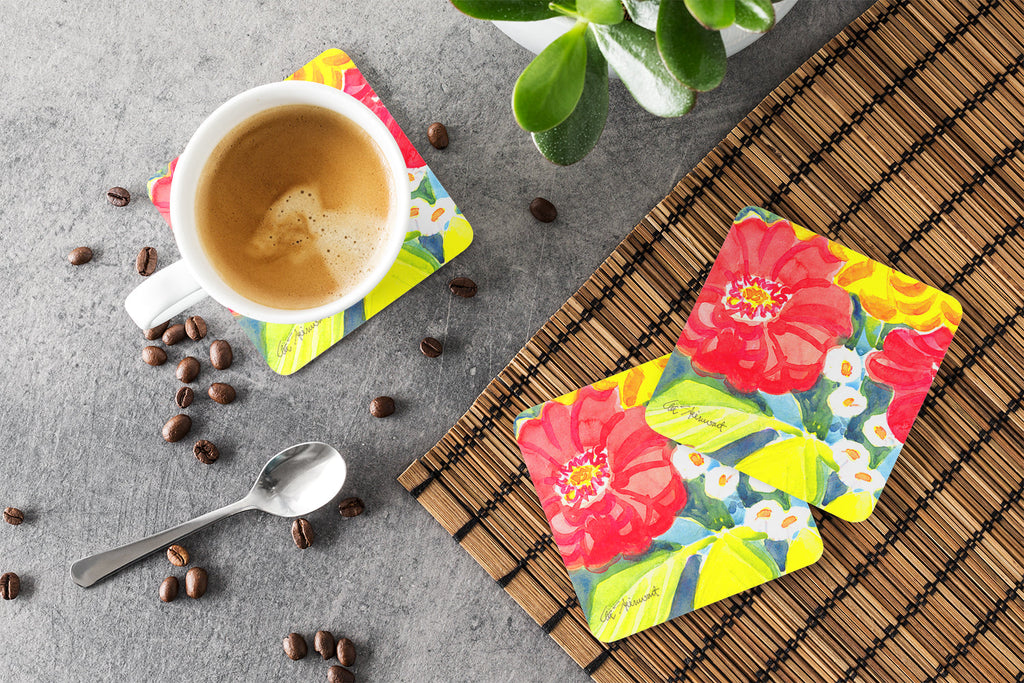 Flower Foam Coasters Set of 4 Cup Coasters for Indoor Outdoor, Tabletop Protection, Anti Slip, Mouse pad Material