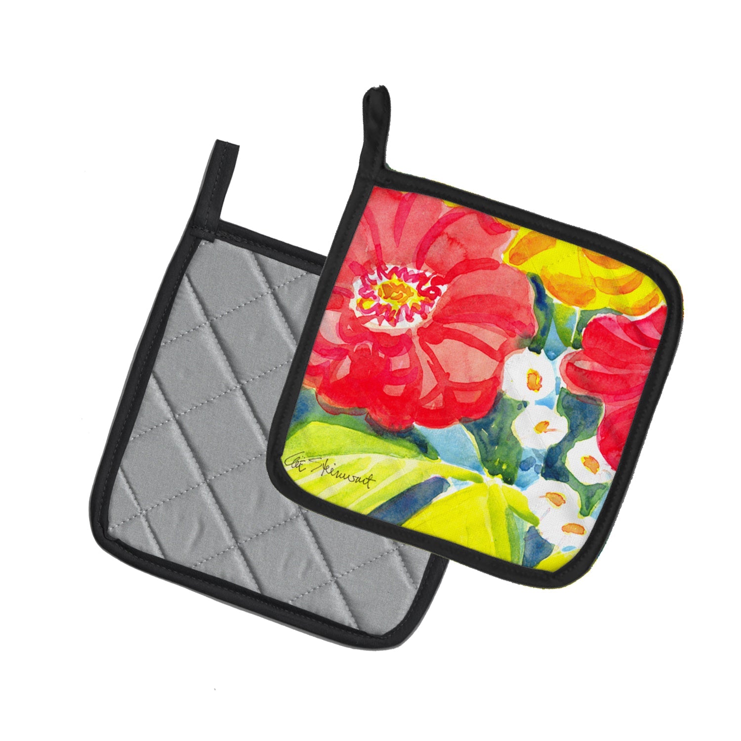 Flower Pot Holder Set of 2 Heat Resistant Quilted Hot Pads 7.5 x 7.5 Inch, Insulated Kitchen Trivets for Cooking & Baking