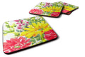 Flower Foam Coasters Set of 4 Cup Coasters for Indoor Outdoor, Tabletop Protection, Anti Slip, Mouse pad Material