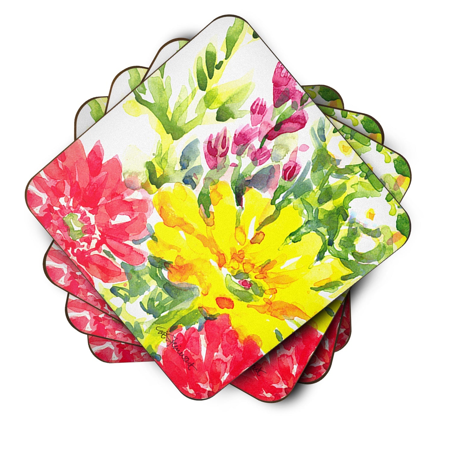 Flower Foam Coasters Set of 4 Cup Coasters for Indoor Outdoor, Tabletop Protection, Anti Slip, Mouse pad Material