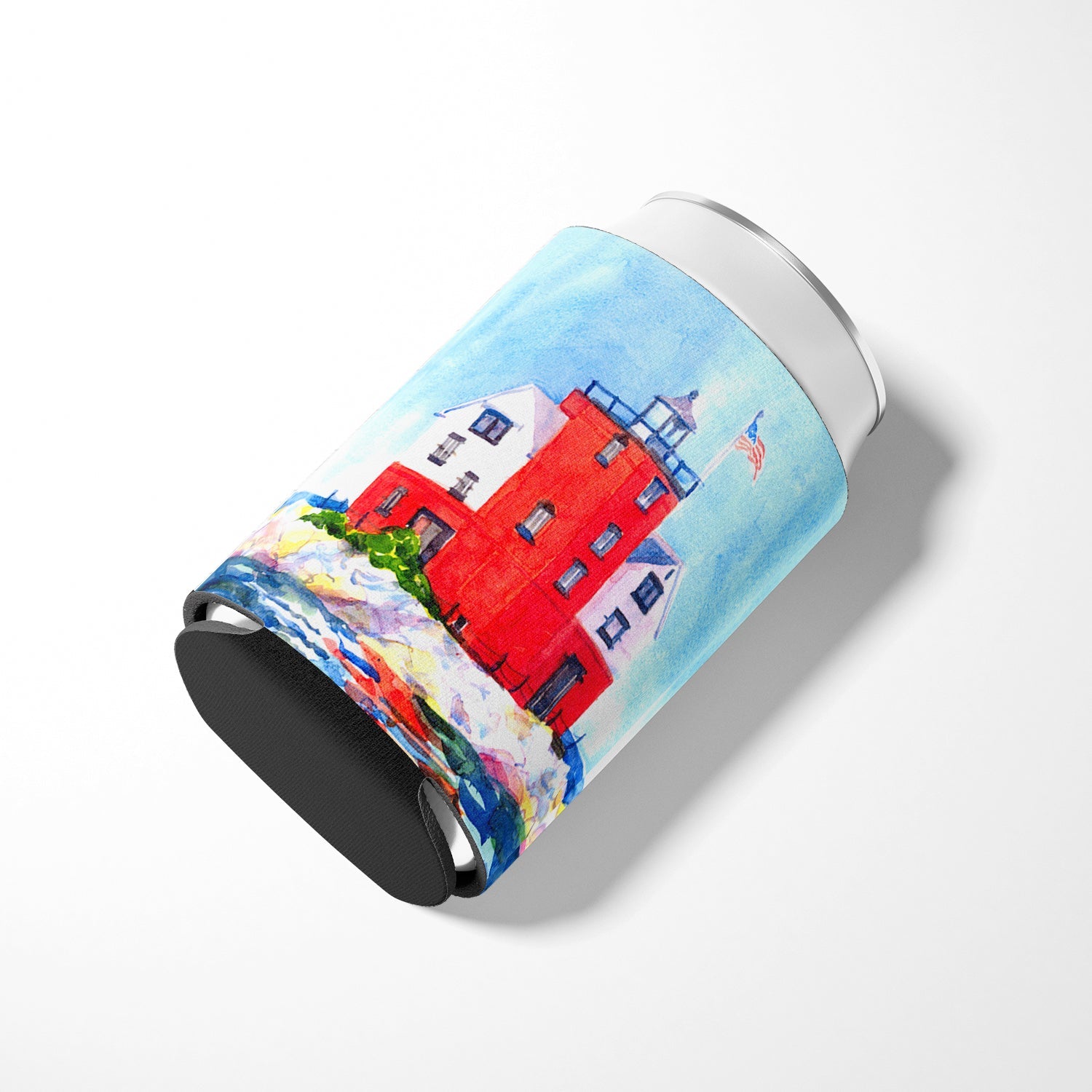 Lighthouse on the rocks Harbour Can or Bottle Hugger Cooler Sleeve for Standard 12 oz Cans, Insulated Foam Beer & Soda Can Hugger Reusable
