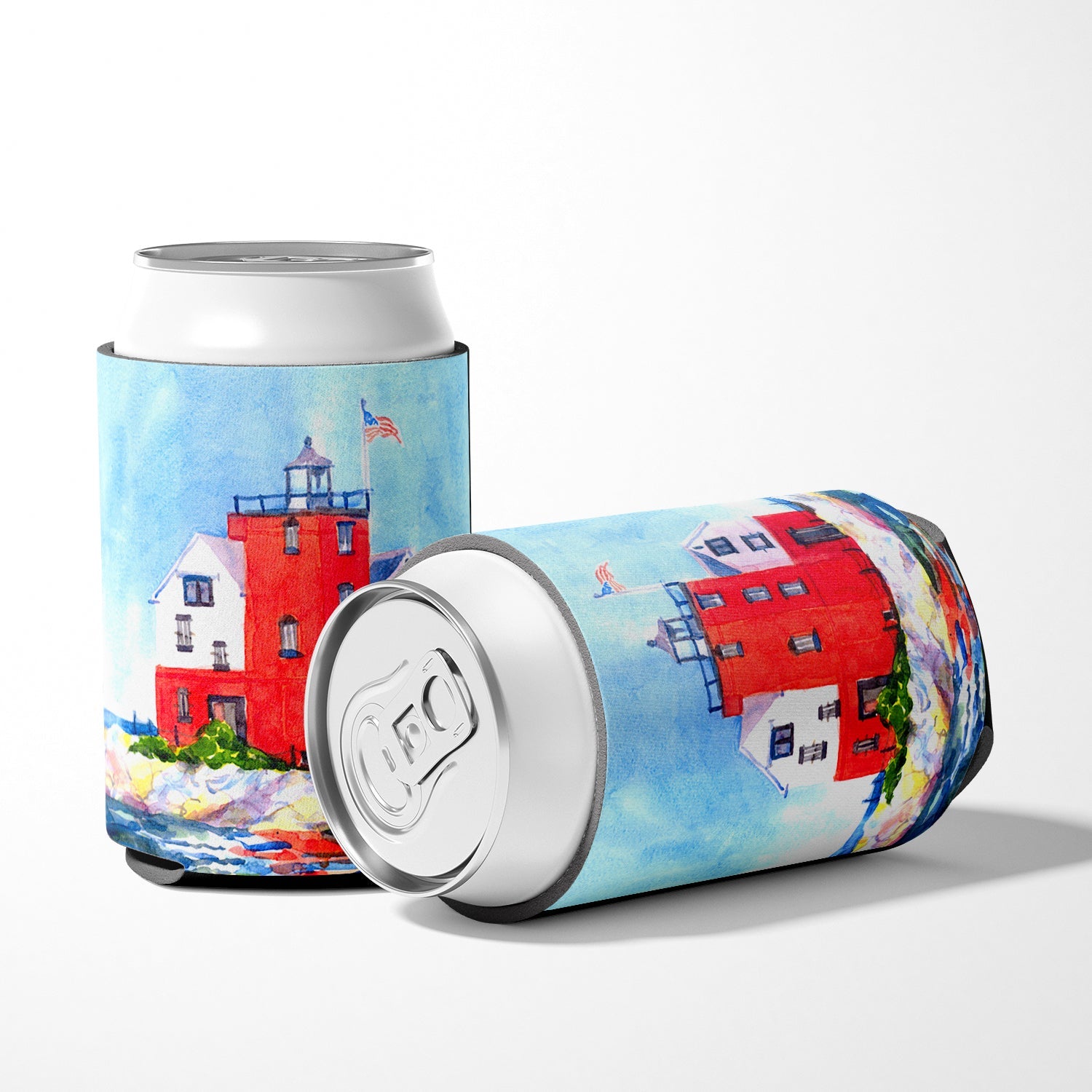 Lighthouse on the rocks Harbour Can or Bottle Hugger Cooler Sleeve for Standard 12 oz Cans, Insulated Foam Beer & Soda Can Hugger Reusable