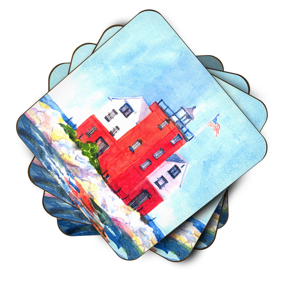 Lighthouse on the rocks Harbour Foam Coasters Set of 4 Cup Coasters for Indoor Outdoor, Tabletop Protection, Anti Slip, Mouse pad Material