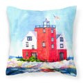 Lighthouse on the rocks Harbour Decorative Throw Pillow 14x14 Indoor Outdoor Accent Cushion, Fabric Cover with Insert for Sofa, Bed, Porch & Living Room