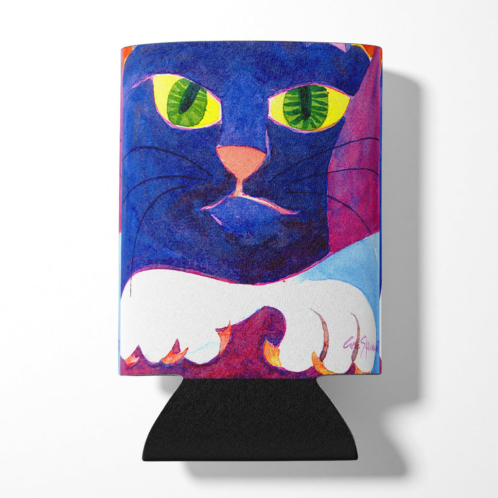 Big Blue Cat Can or Bottle Hugger Cooler Sleeve for Standard 12 oz Cans, Insulated Foam Beer & Soda Can Hugger Reusable