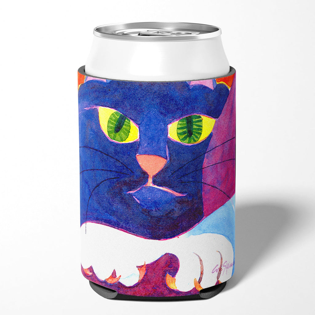 Big Blue Cat Can or Bottle Hugger Cooler Sleeve for Standard 12 oz Cans, Insulated Foam Beer & Soda Can Hugger Reusable