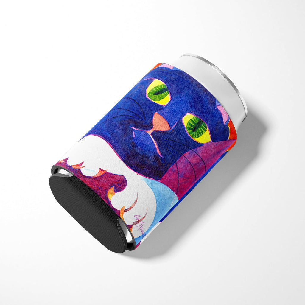 Big Blue Cat Can or Bottle Hugger Cooler Sleeve for Standard 12 oz Cans, Insulated Foam Beer & Soda Can Hugger Reusable