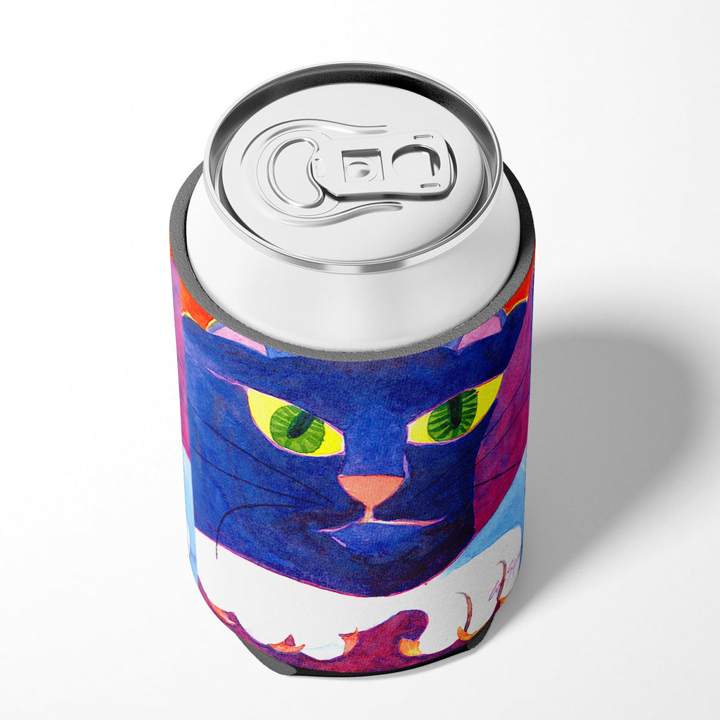 Big Blue Cat Can or Bottle Hugger Cooler Sleeve for Standard 12 oz Cans, Insulated Foam Beer & Soda Can Hugger Reusable
