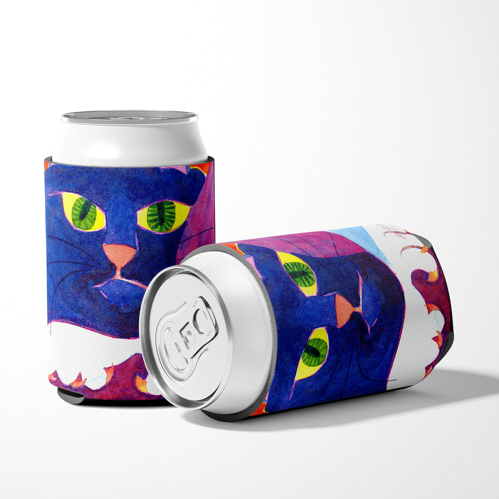 Big Blue Cat Can or Bottle Hugger Cooler Sleeve for Standard 12 oz Cans, Insulated Foam Beer & Soda Can Hugger Reusable