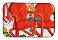 Red Chairs Patio View Dish Drying Mat Absorbent Dish Drying Mat Pad for Kitchen Counter Dish Drainer Mat for Countertop, 14 x 21", Multicolor