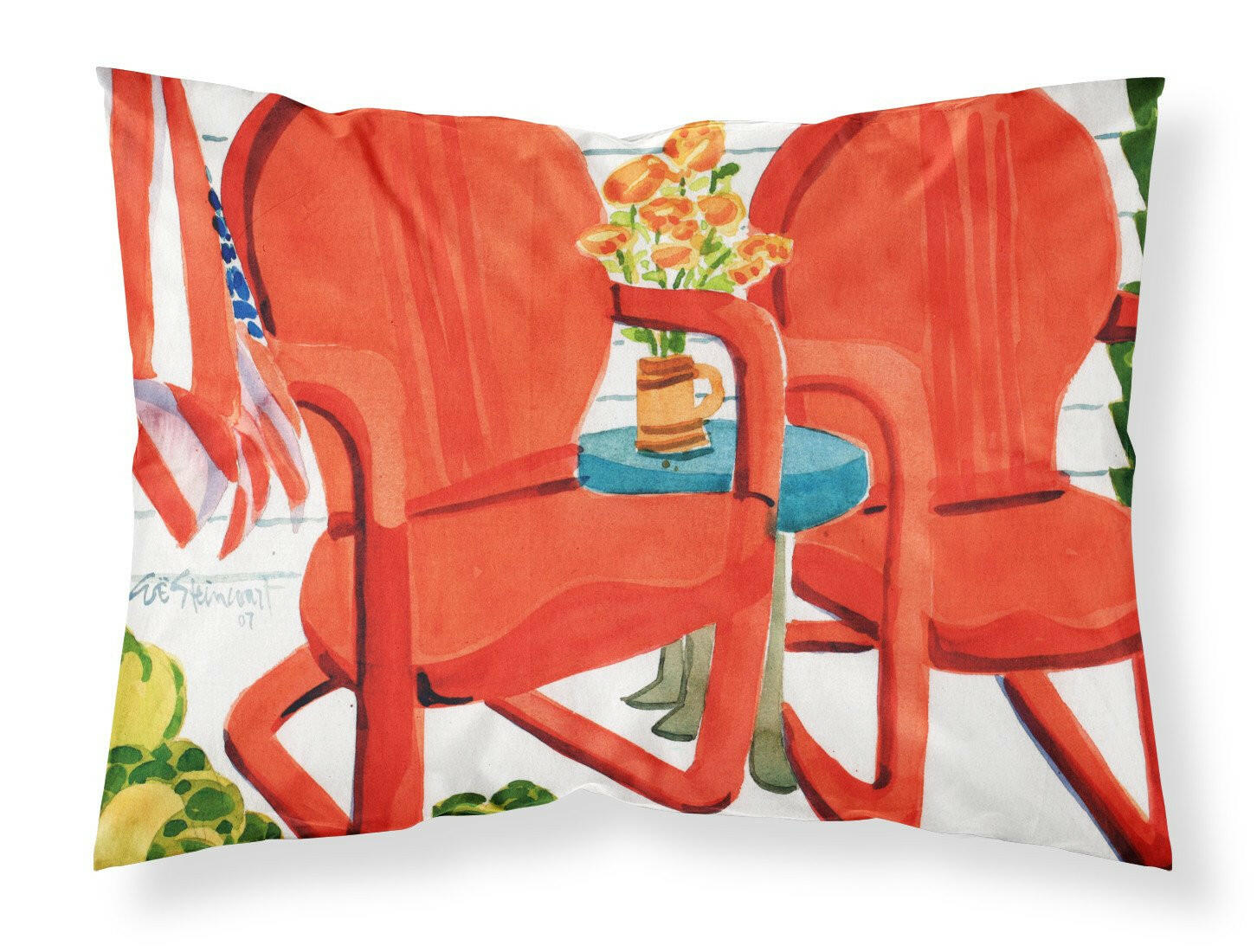 Red Chairs Patio View Standard Pillowcase Lightweight Super Soft Easy Care Decorative Artwork Pillowcase, Standard