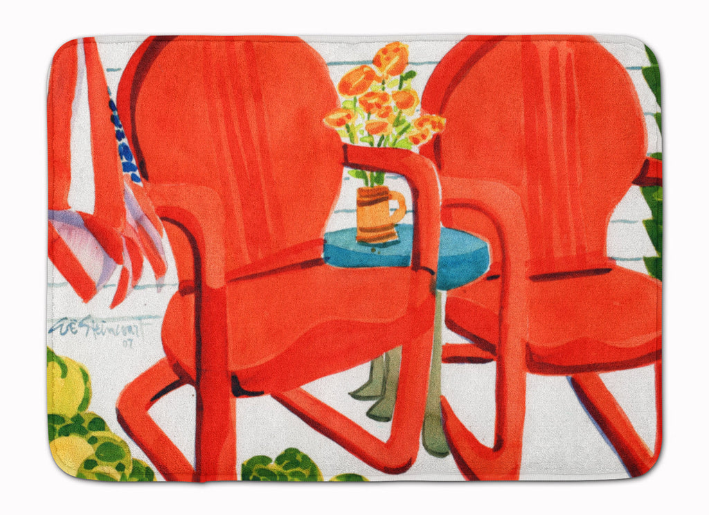 Red Chairs Patio View Memory Foam Kitchen Mat Machine Washable Anti-Fatigue Cushion Comfort Bath or Kitchen Rug