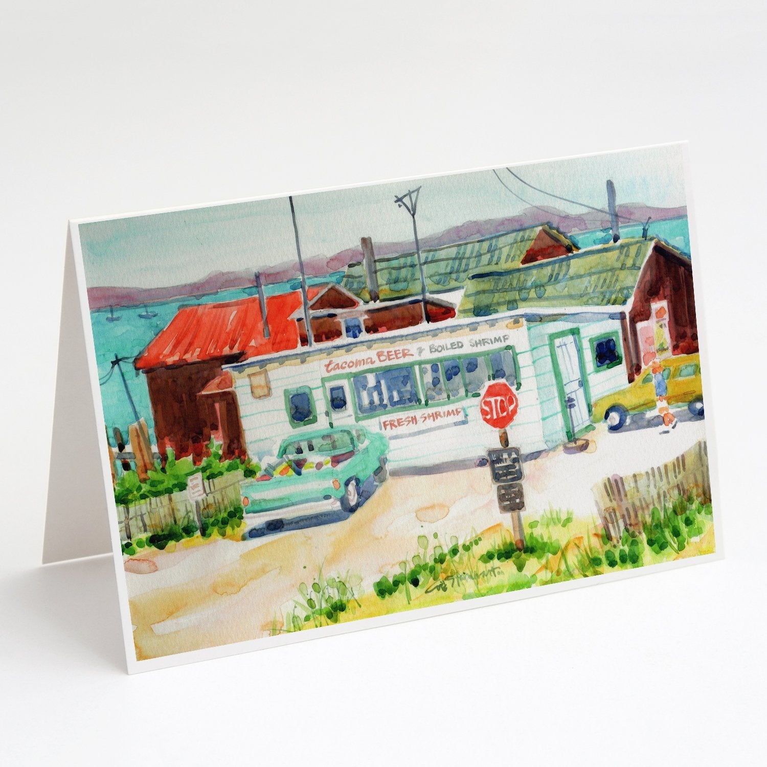 Tacoma Beer and Boiled Shrimp Market Greeting Cards Pack of 8 Blank Cards with Envelopes Whimsical A7 Size 5x7