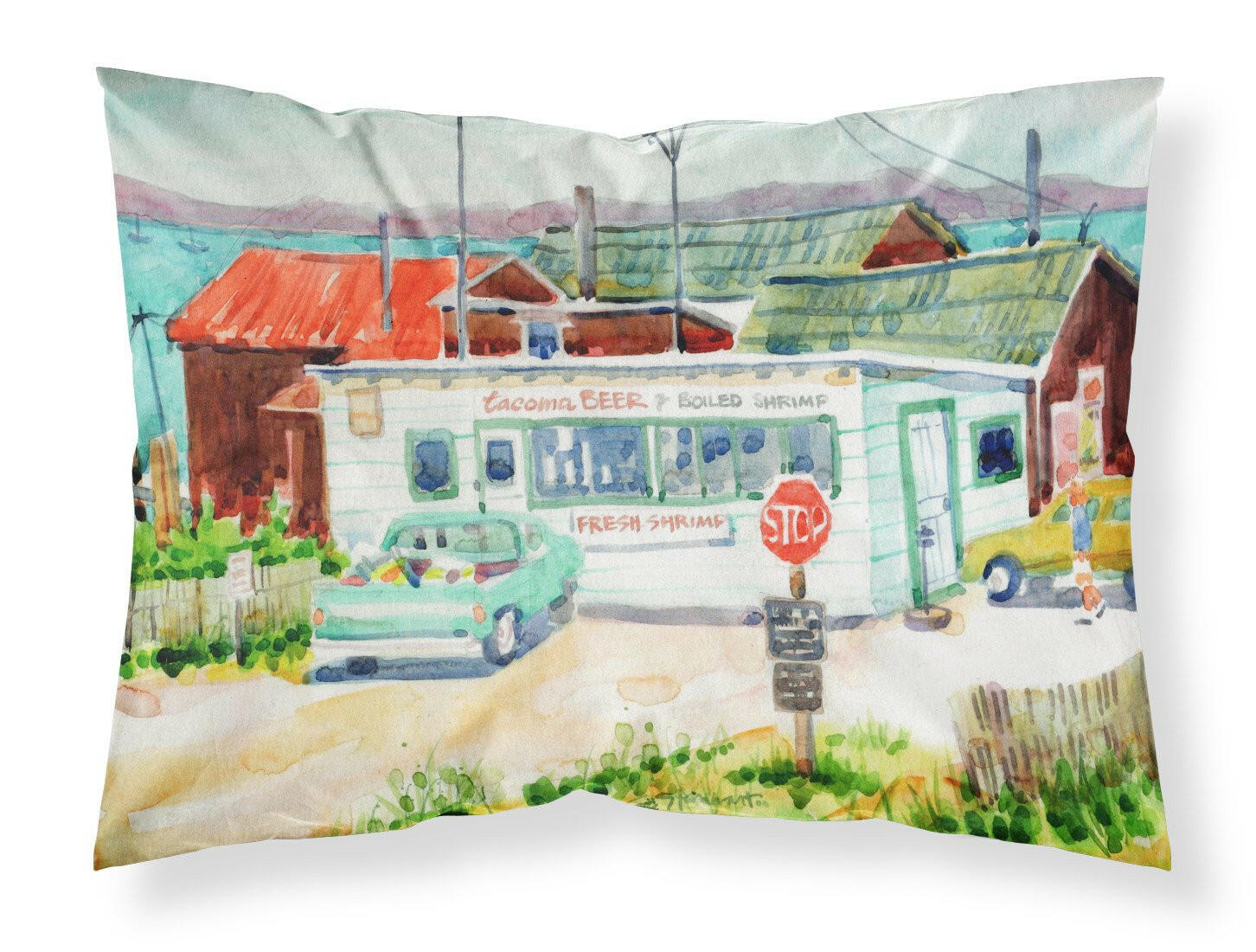 Tacoma Beer and Boiled Shrimp Market Standard Pillowcase Lightweight Super Soft Easy Care Decorative Artwork Pillowcase, Standard