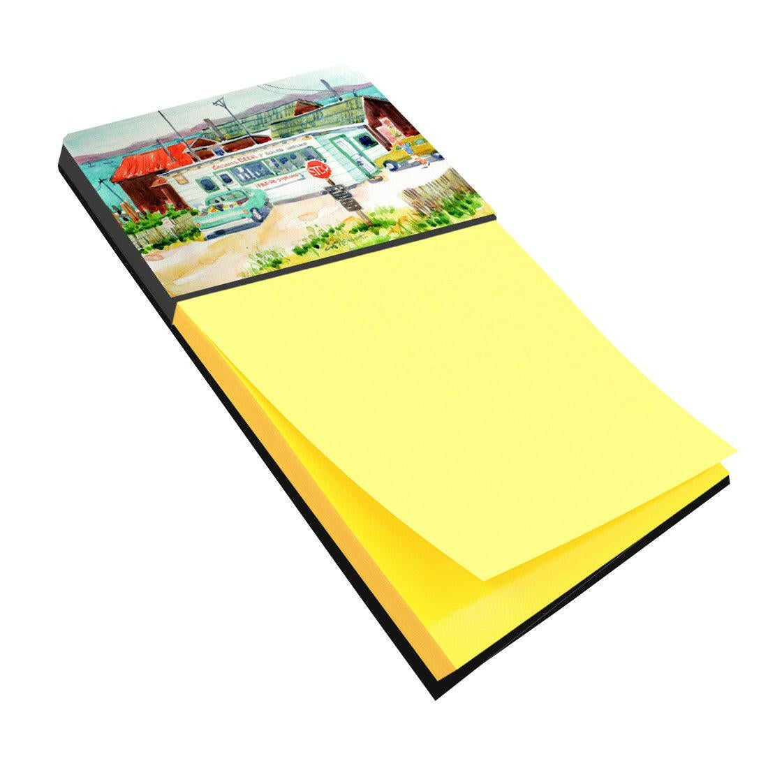 Tacoma Beer and Boiled Shrimp Market Watercolor Sticky Note Holder Refillable Dispenser Desk Accessory 3x3 Pad Gift