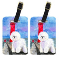 Lighthouse with Bichon Frise Luggage Tag