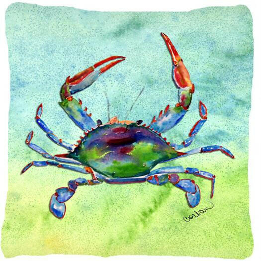 Crab Decorative Throw Pillow 14x14 Indoor Outdoor Accent Cushion, Fabric Cover with Insert for Sofa, Bed, Porch & Living Room