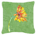 Gerber Daisy Orange Decorative Throw Pillow 14x14 Indoor Outdoor Accent Cushion, Fabric Cover with Insert for Sofa, Bed, Porch & Living Room