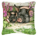 Pigs Under The Fence by Debbie Cook Decorative Throw Pillow 14x14 Indoor Outdoor Accent Cushion, Fabric Cover with Insert for Sofa, Bed, Porch & Living Room