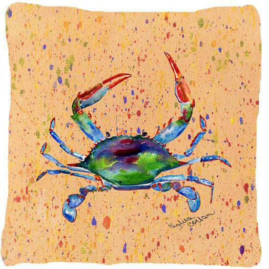Crab Decorative Throw Pillow 14x14 Indoor Outdoor Accent Cushion, Fabric Cover with Insert for Sofa, Bed, Porch & Living Room