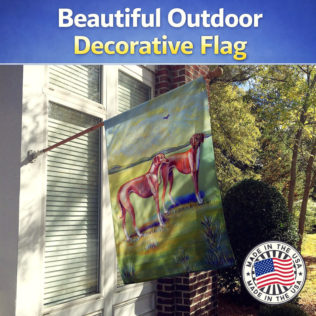 Azawakh Hound House Flag 28x40 Porch Sleeve Pole Decorative Outside Yard Banner Artwork Wall Hanging, Polyester
