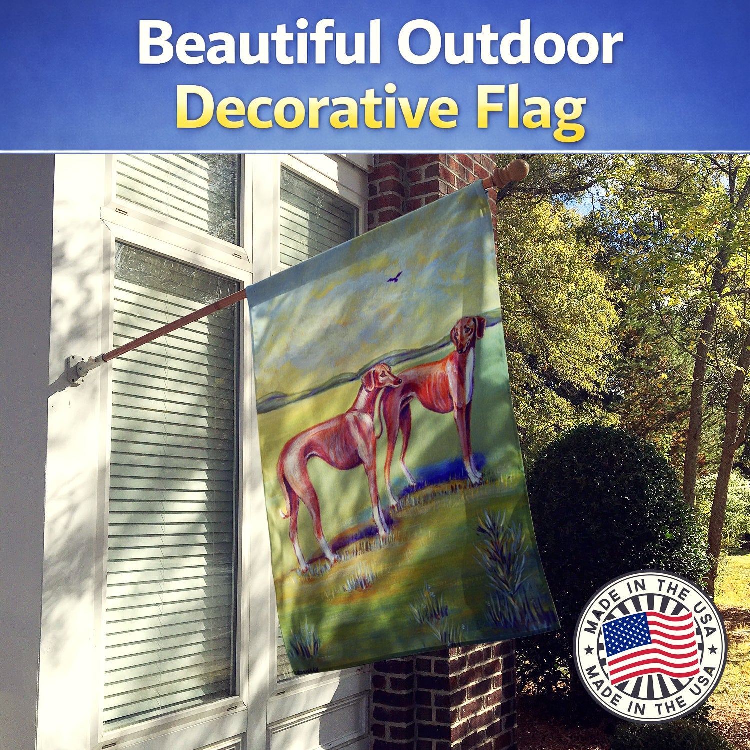 Azawakh Hound House Flag 28x40 Porch Sleeve Pole Decorative Outside Yard Banner Artwork Wall Hanging, Polyester