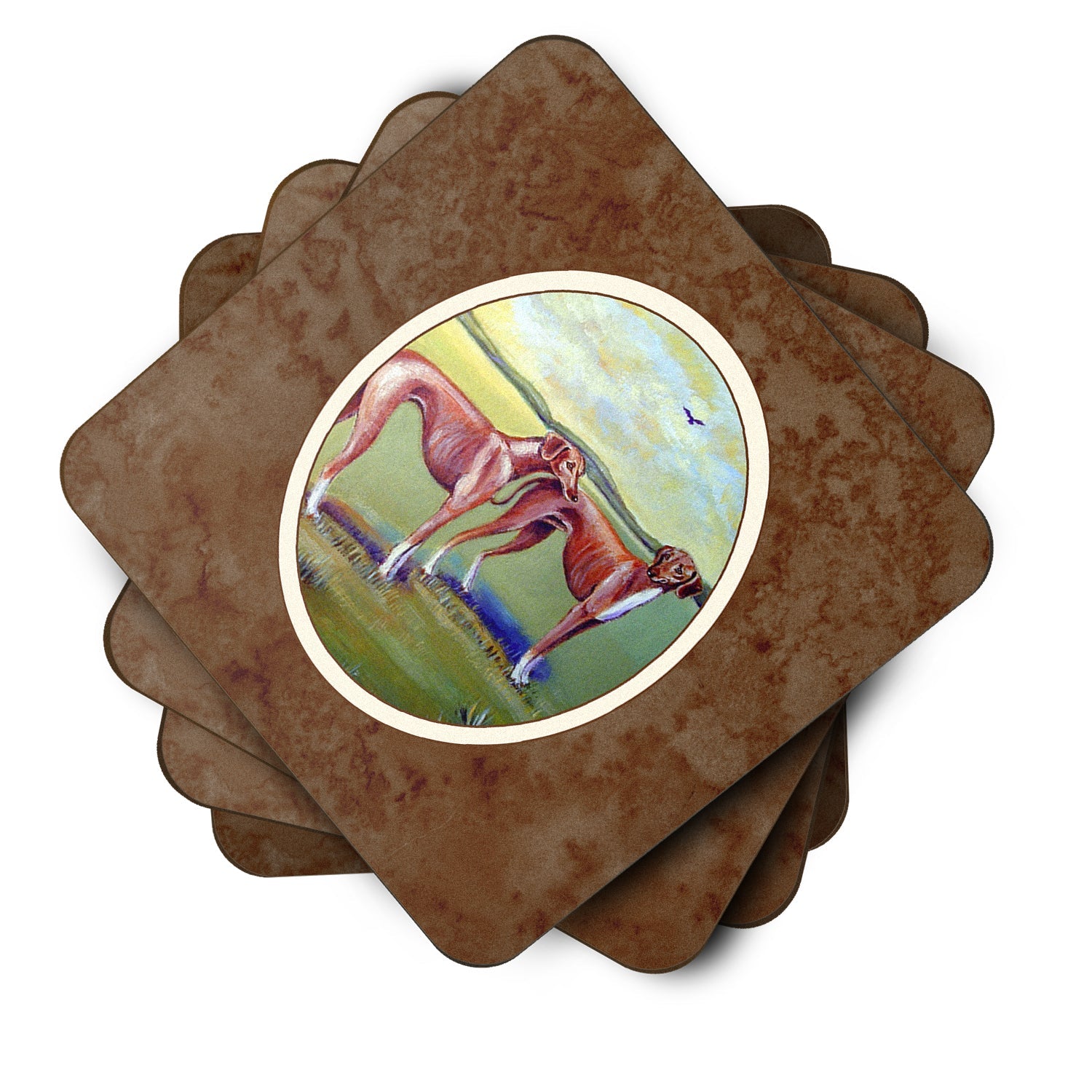 Azawakh Hound Foam Coasters Set of 4 Cup Coasters for Indoor Outdoor, Tabletop Protection, Anti Slip, Mouse pad Material
