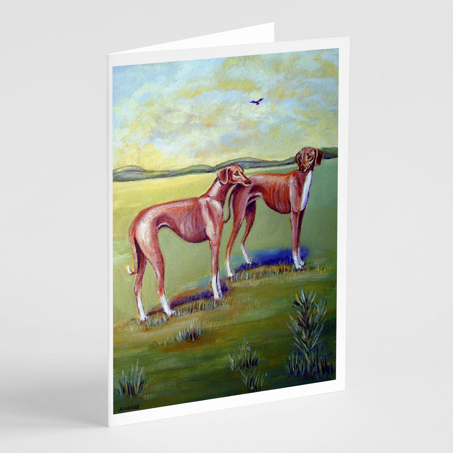 Azawakh Hound Greeting Cards Pack of 8 Blank Cards with Envelopes Whimsical A7 Size 5x7