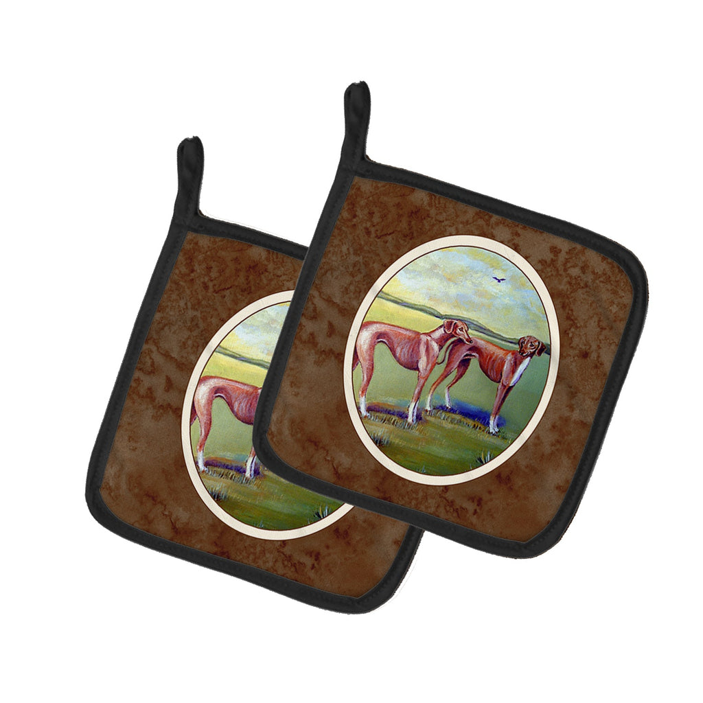 Azawakh Hound Pot Holder Set of 2 Heat Resistant Quilted Hot Pads 7.5 x 7.5 Inch, Insulated Kitchen Trivets for Cooking & Baking