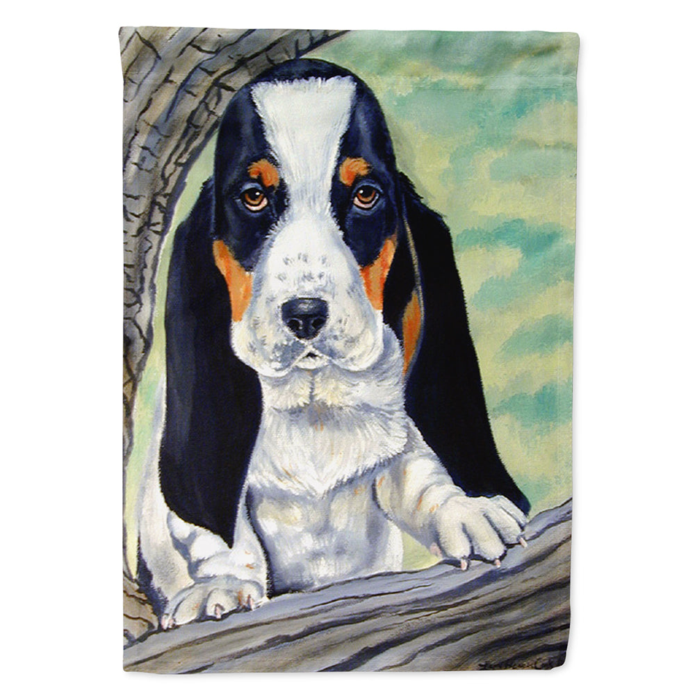 Basset Hound on the branch House Flag 28x40 Porch Sleeve Pole Decorative Outside Yard Banner Artwork Wall Hanging, Polyester