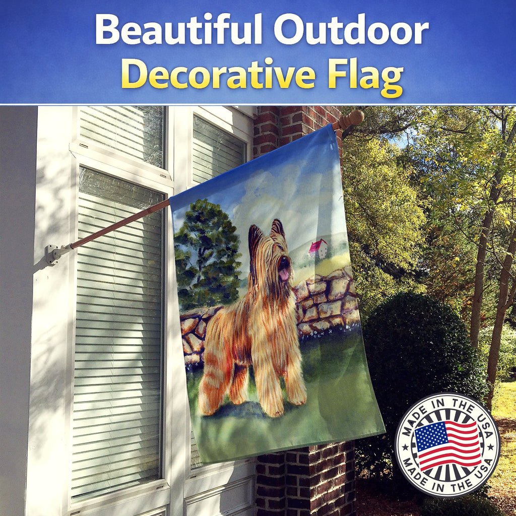 Briard House Flag 28x40 Porch Sleeve Pole Decorative Outside Yard Banner Artwork Wall Hanging, Polyester