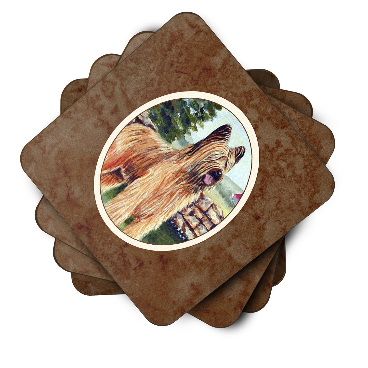 Briard Foam Coasters Set of 4 Cup Coasters for Indoor Outdoor, Tabletop Protection, Anti Slip, Mouse pad Material